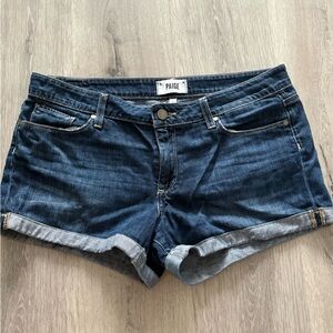 PAIGE Dark Blue Denim Jimmy Jimmy Shorts